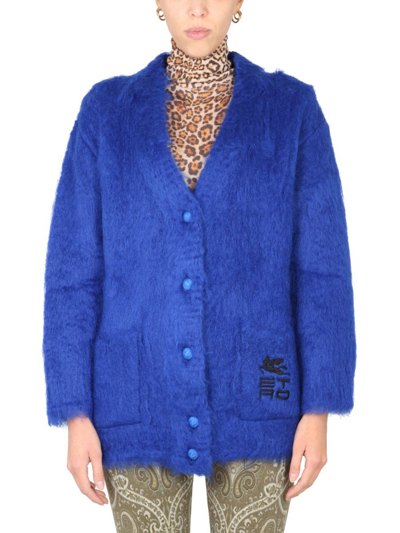 Shop Etro Women's Blue Other Materials Cardigan