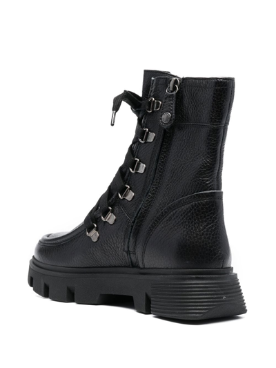 Shop Geox 45mm Vilde Lace-up Leather Boots In Black