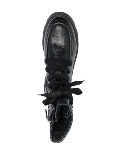 Geox 45mm Vilde Lace-up Leather Boots In Black