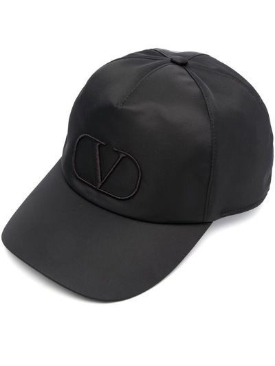 Shop Valentino Embroidered-logo Baseball Cap In Black