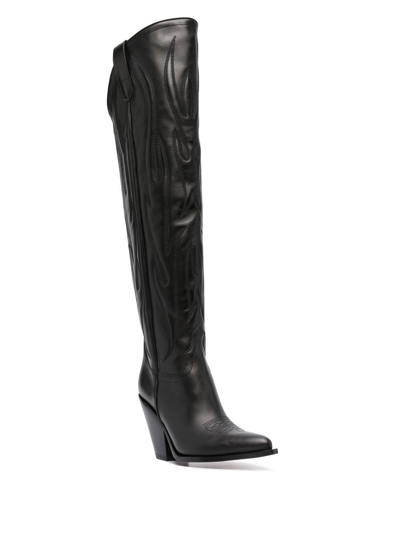 Shop Sonora Western-detail Knee-length Boots In Black