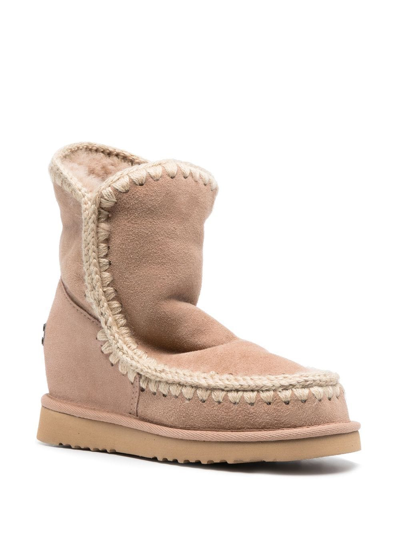 Shop Mou Eskimo Faux Fur-lined Boots In Neutrals