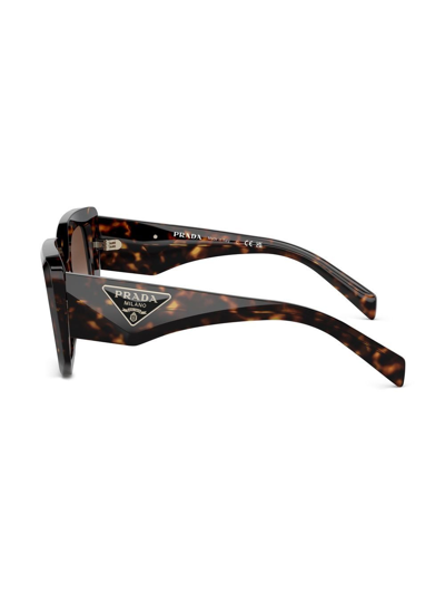 Shop Prada Tortoiseshell-effect Logo-detail Sunglasses In Brown