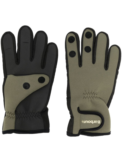 Shop Barbour Logo-print Full-finger Gloves In Green