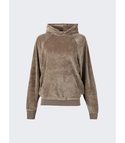 Shop Essentials Velour Hoodie Wood Brown