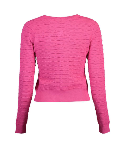 Shop Adam Lippes Cropped Cardigan In Fuchsia