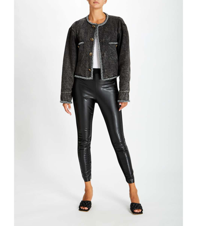 Shop R13 Chain Embellished Cropped Jacket In Grey