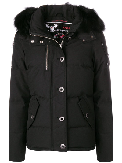 Moose Knuckles "3q Canvas Down Jacket With Shear In Nero