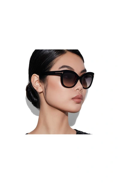 Shop Tom Ford Alistair 56mm Gradient Sunglasses In Shiny Black / Gradient Smoke