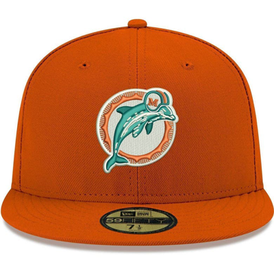 Shop New Era Orange Miami Dolphins Omaha Throwback 59fifty Fitted Hat