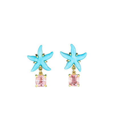Shop Guita M Turquoise Star Earrings In Blue/pink