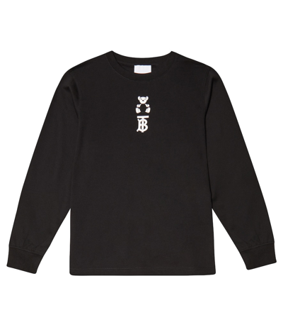 Shop Burberry Long-sleeved Cotton T-shirt In Black