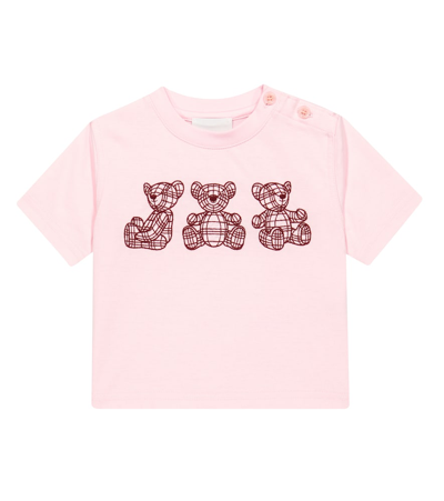 Shop Burberry Printed Cotton T-shirt In Pale Candy Pink