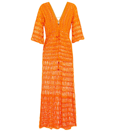 Shop Anna Kosturova Marissa Crochet Maxi Dress In Orange