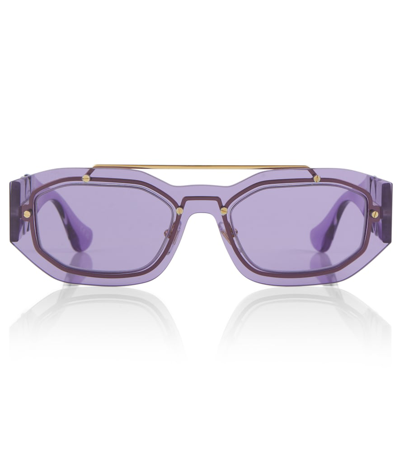 Shop Versace Medusa Rectangular Sunglasses In Violet