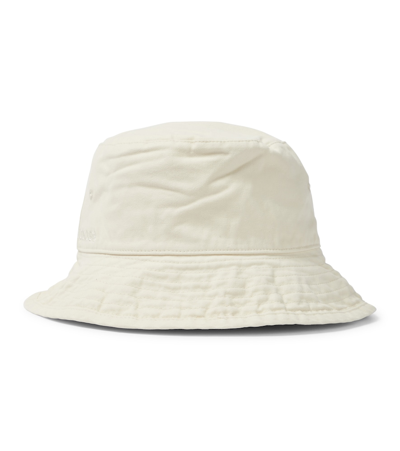 Shop Acne Studios Logo Twill Bucket Hat In Ecru Beige