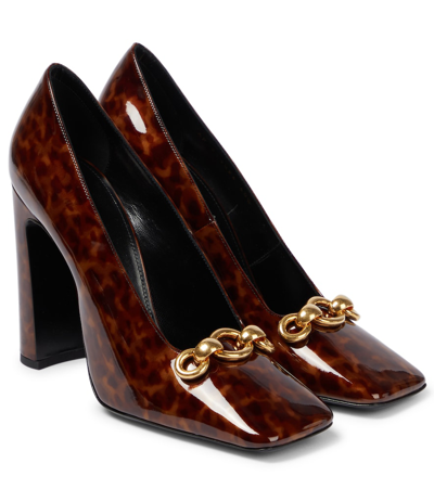 Shop Saint Laurent Silvana 110 Patent Leather Pumps In Tortora