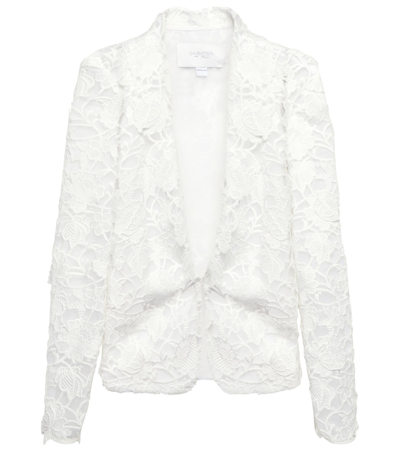 Shop Giambattista Valli Single-breasted Macramé Lace Jacket In Ivory