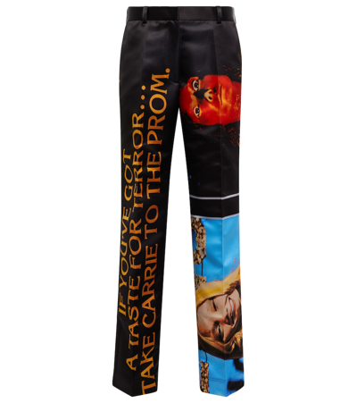 Shop Jw Anderson Printed Satin Straight Pants In Black