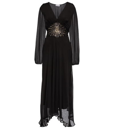 Shop Rixo London Christie Embellished Chiffon Maxi Dress In Black Star Emb