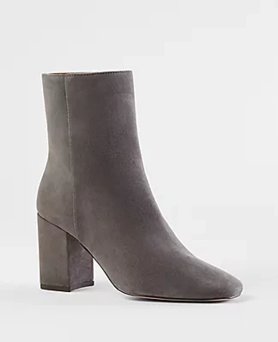 Shop Ann Taylor North Suede Booties In Heathered Onyx