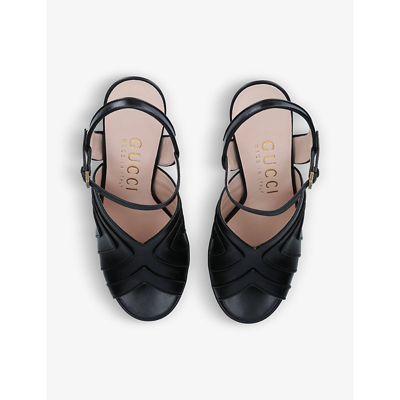 Shop Gucci Women's Black Keyla Platform Leather Sandals