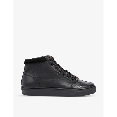Shop Belstaff Rally Leather High-top Trainers In Black