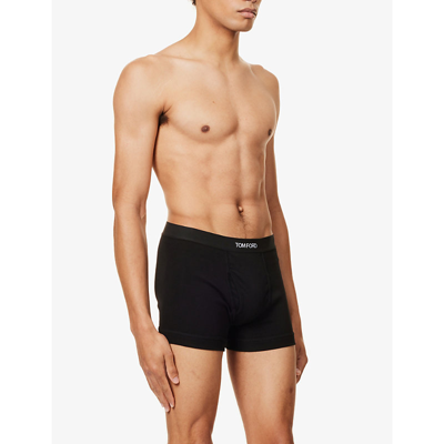 Tom Ford Black And White Cotton Blend Boxers In Black/white