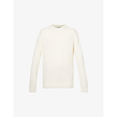 Shop Moncler Logo-appliqué Relaxed-fit Wool And Cashmere-blend Jumper In White