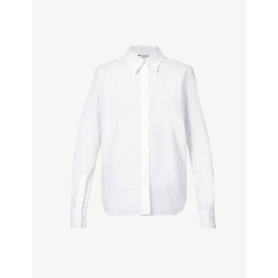 Shop We-ar4 Women's Optic White Striped Regular-fit Cotton-blend Shirt