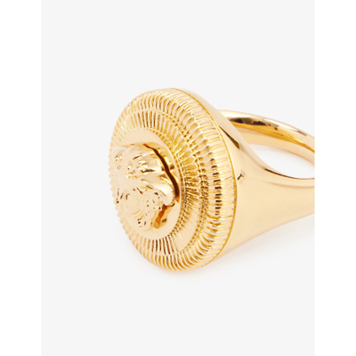 Shop Versace Medusa Gold-tone Brass Sovereign Ring In  Gold