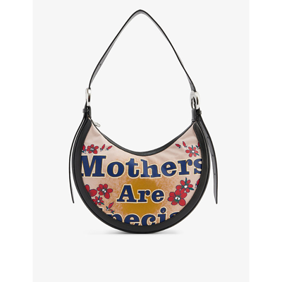 Shop Marine Serre Womens Blue Eclips Recycled Cotton And Leather Shoulder Bag