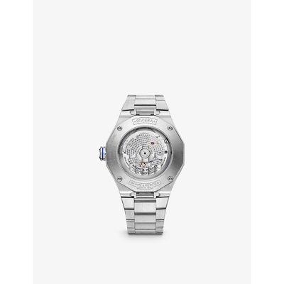 Shop Baume & Mercier M0a10616 Riviera Stainless-steel Automatic Watch In Silver