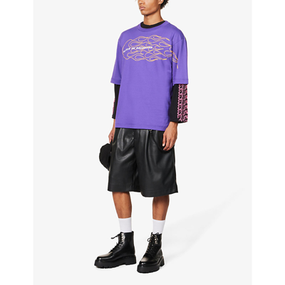Shop Youths In Balaclava Kaido Logo-embossed Cotton-jersey T Shirt In Purple