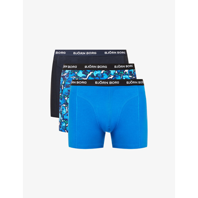 Bjorn Borg Logo-waistband Mid-rise Pack Of Three Stretch-cotton Boxers In  Multipack 2 | ModeSens