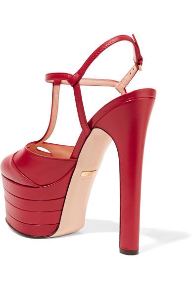 gucci red heels with strap