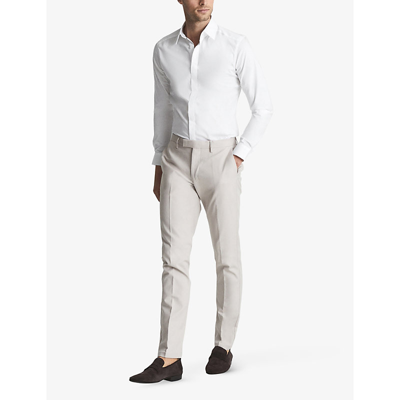 Shop Reiss Men's White Kiana Slim-fit Cotton-stretch Shirt