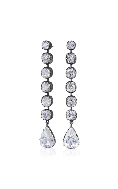 Shop Mindi Mond Iconic Old Cut Line Diamond Earrings In White
