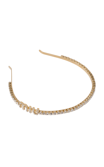 Shop Miu Miu Women's Crystal-embellished Gold-tone Headband