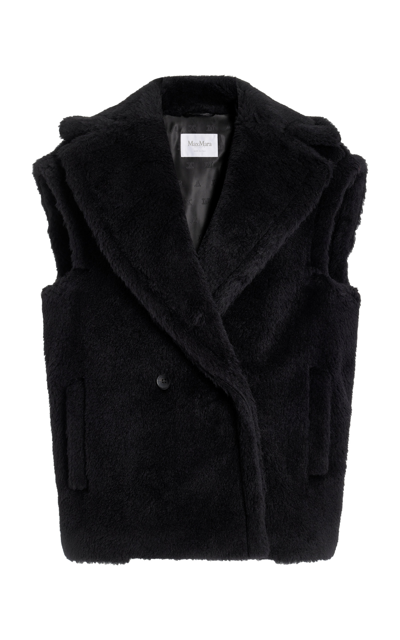 Shop Max Mara Women's Perle-teddy Alpaca; Wool; And Silk-blend Vest In Black
