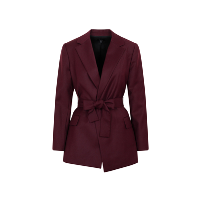 Shop Theory Flannel Belted Blazer Jacket In Red