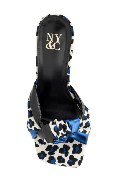 New York And Company Anthi Houndstooth Platform Sandal In Blue Multi