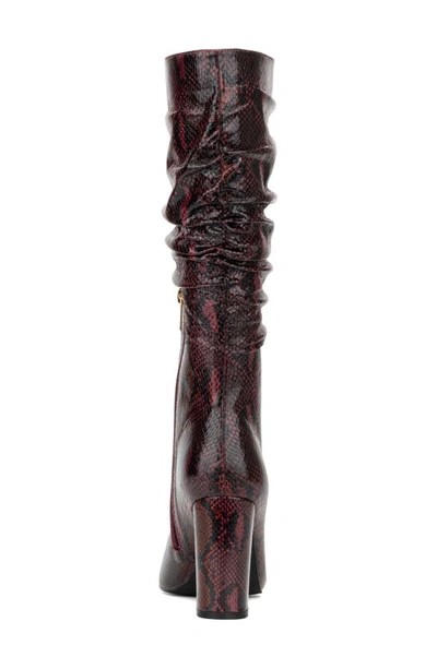 New York And Company Earla Ruched Shaft Boot In Burgundy
