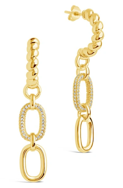 Sterling Forever Andi Cz Drop Hoop Earrings In Gold