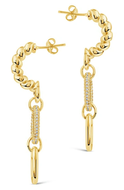 Sterling Forever Andi Cz Drop Hoop Earrings In Gold