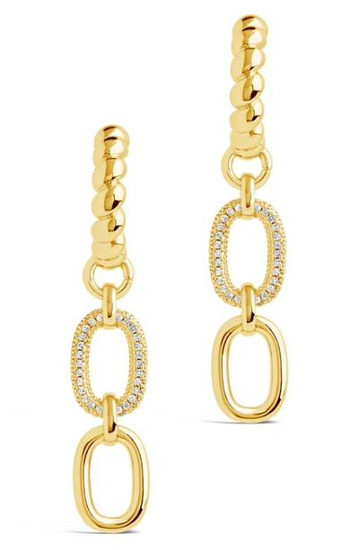 Sterling Forever Andi Cz Drop Hoop Earrings In Gold
