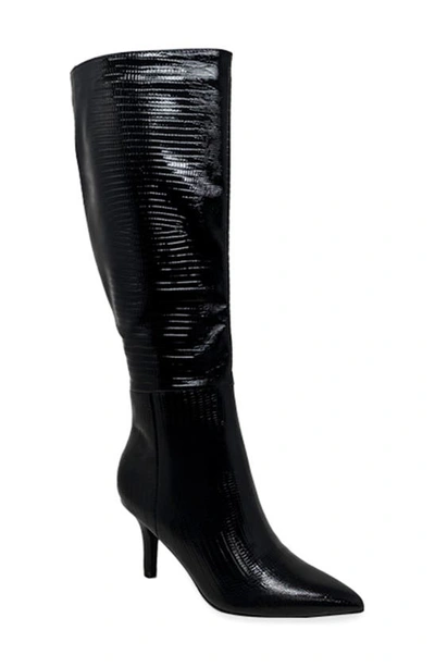 Chase & Chloe Pointed Toe Mid-calf Boot In Black Pu