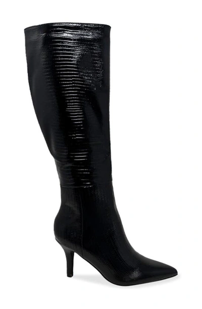Chase & Chloe Pointed Toe Mid-calf Boot In Black Pu