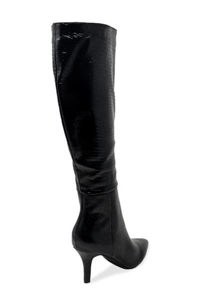 Chase & Chloe Pointed Toe Mid-calf Boot In Black Pu