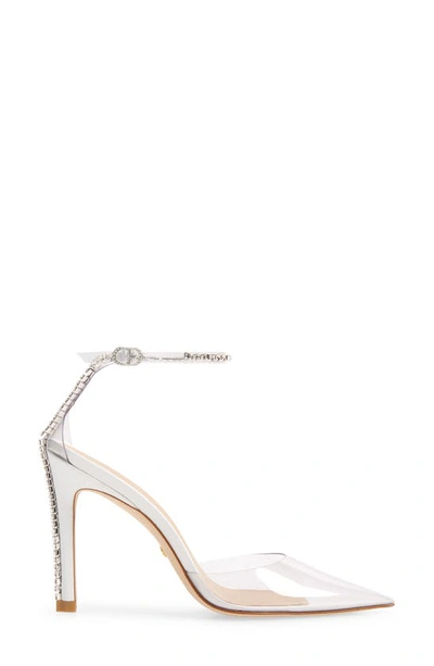 Shop Stuart Weitzman Glam 100 Strap Pump In Clear/ White/ Clear